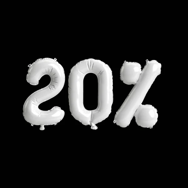 Ilustração Balões Brancos 200 Forma Isolada Fundo Preto — Fotografia de Stock