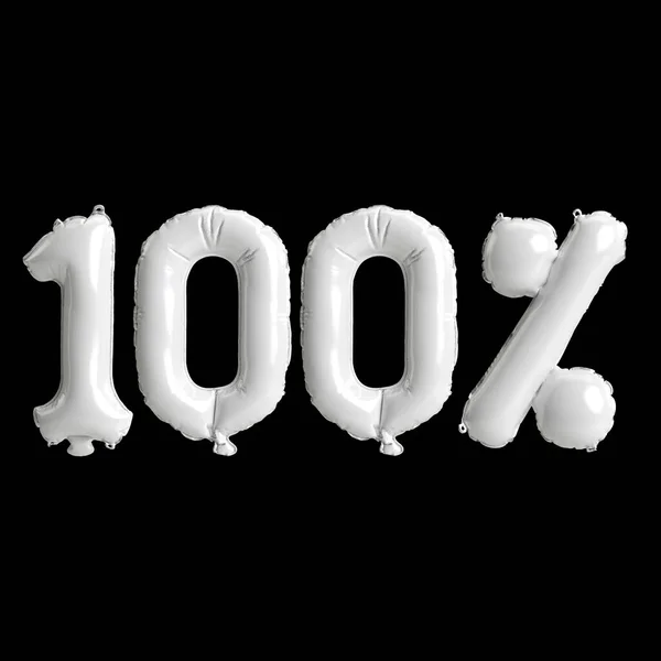 Illustration White Balloons 100 Shape Isolated Black Background — Stock Fotó