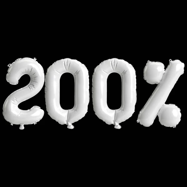 Ilustração Balões Brancos 200 Forma Isolada Fundo Preto — Fotografia de Stock