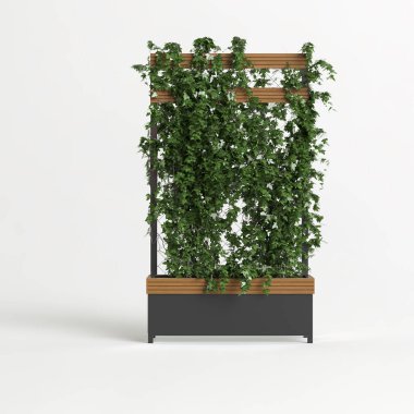 3d illustration of black and wooden plants with creepers isolated on white background