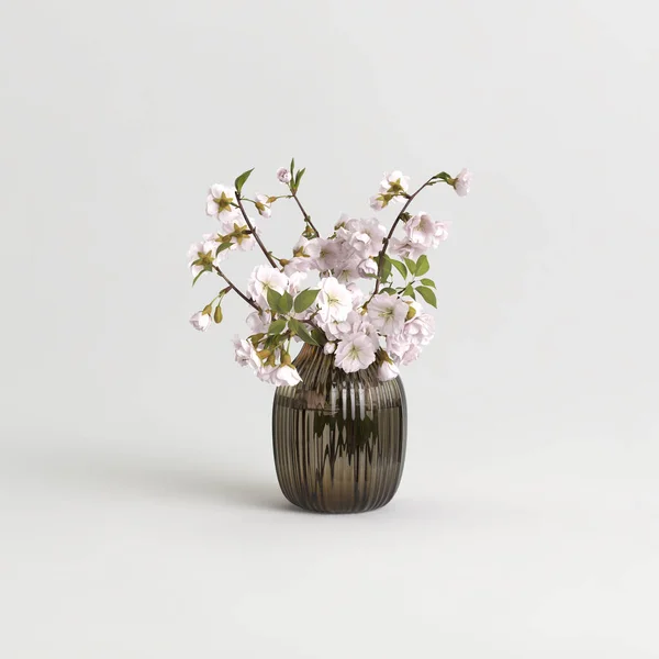 Illustration Flowers Vase Decoration Isolated White Background — Stock Photo, Image