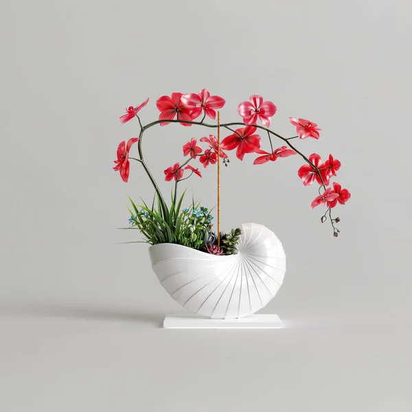 Illustration Flowers Vase Decoration Isolated White Background — Stockfoto