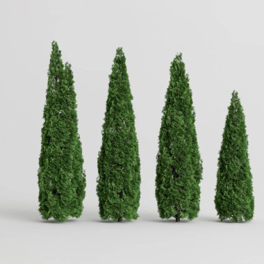 Beyaz arkaplanda izole edilmiş 3d illüstrasyon çalılığı