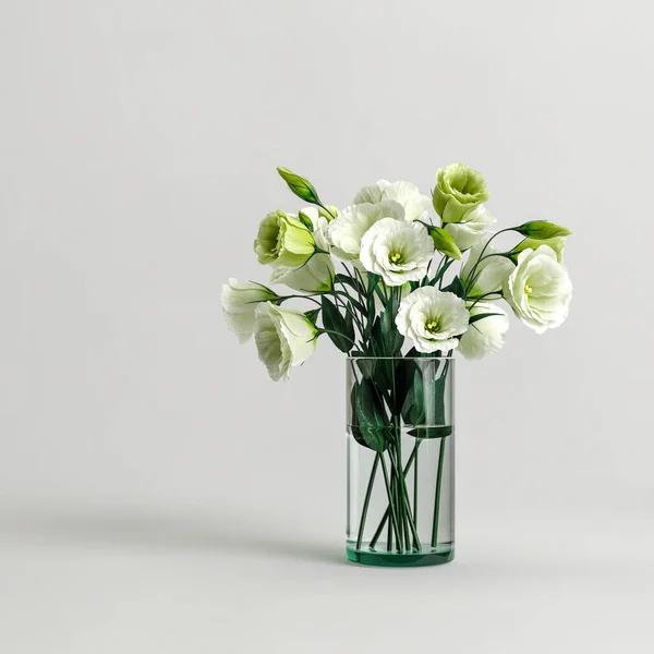 Illustration Fleurs Vase Isolées Sur Fond Blanc — Photo