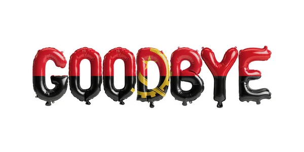 Illustration Goodbye Letter Balloons Angola Flag Isolated White Background — Stock Photo, Image