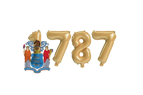 Ilustrace Balónu 1787 New Jersey Vlajka Barvy Izolované Bílém Pozadí — Stock fotografie