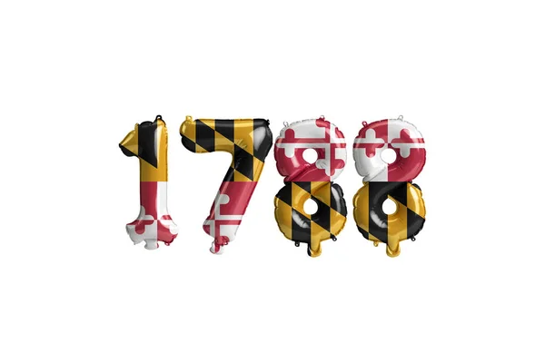 Illustration 1788 Ballong Med Maryland Flagga Färger Isolerade Vit Bakgrund — Stockfoto