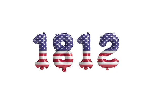 1812年气球的3D图像 其美国国旗的颜色与白色背景相分离 — 图库照片