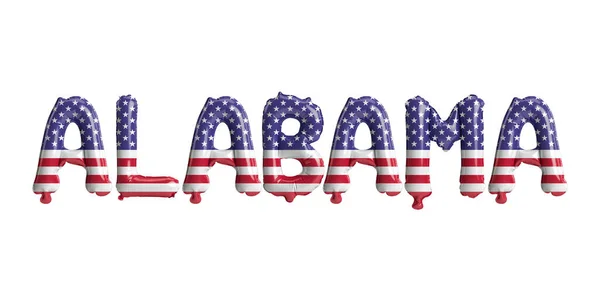 Ilustração Balões Alabama Carta Com Cores Bandeira Dos Eua Isolados — Fotografia de Stock