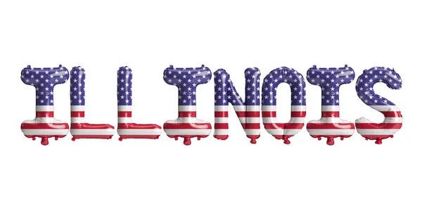 Ilustracja Illinois Literowe Balony Usa Flagi Kolory Izolowane Białym Tle — Zdjęcie stockowe