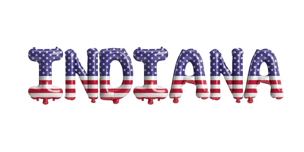 Illusztráció Indiana Betűs Léggömbök Usa Zászló Színek Elszigetelt Fehér Háttér — Stock Fotó