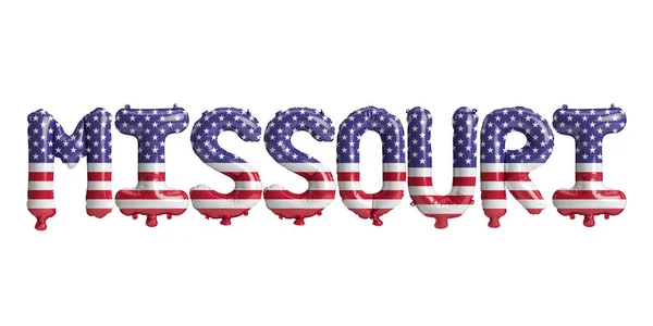 Illusztráció Missouri Betűs Léggömbök Usa Zászló Színek Elszigetelt Fehér Háttér — Stock Fotó