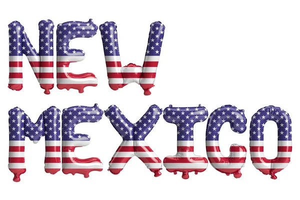 Ilustracja Nowych Meksyko Literowych Balonów Usa Flagi Kolory Izolowane Białym — Zdjęcie stockowe