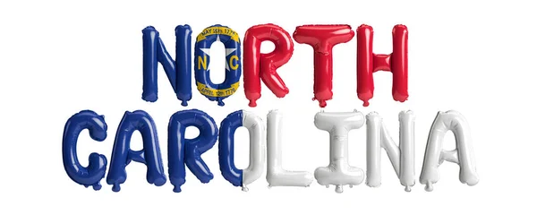 Illustration North Carolina Letter Balloons State Flag Colors Isolated White — Stock Photo, Image