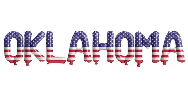 Illustration Oklahoma Letter Balloons Usa Flag Colors Isolated White Background — Stock Photo, Image