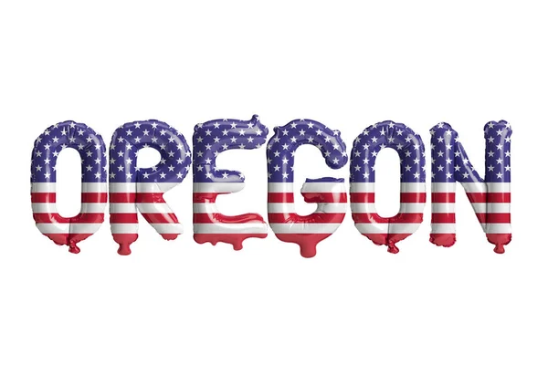 Illusztráció Oregon Betűs Léggömbök Usa Zászló Színek Elszigetelt Fehér Háttér — Stock Fotó