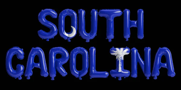 Illustration South Carolina Letter Balloons State Flag Colors Isolated Black — Stock Photo, Image