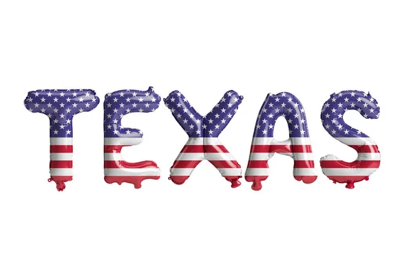 Ilustracja Texas Literowe Balony Usa Flagi Kolory Izolowane Białym Tle — Zdjęcie stockowe