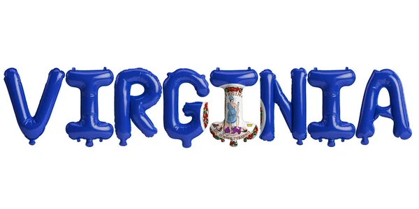 Illustratie Van Virginia Letter Ballonnen Met Vlag Kleuren Geïsoleerd Witte — Stockfoto