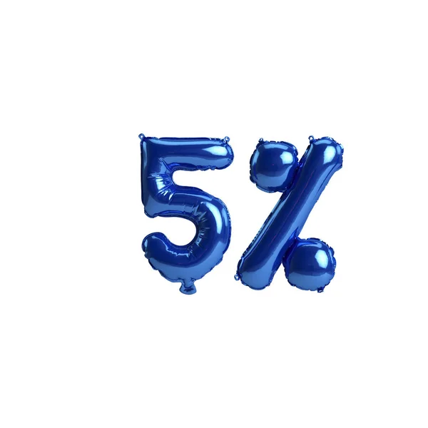 Darstellung Von Prozent Blauen Luftballons Isoliert Auf Weißem Hintergrund — Stockfoto