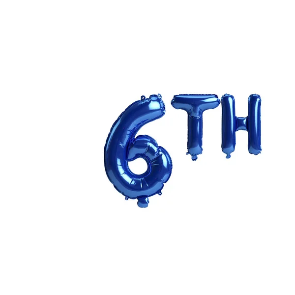 Illustration 6Th Blue Balloons Isolated White Background — Photo