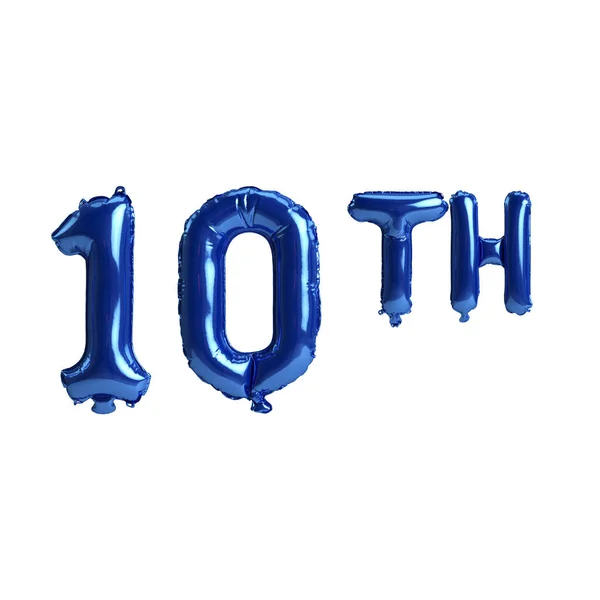 Απεικόνιση Του 10Ου Μπλε Μπαλόνια Απομονώνονται Λευκό Φόντο — Φωτογραφία Αρχείου