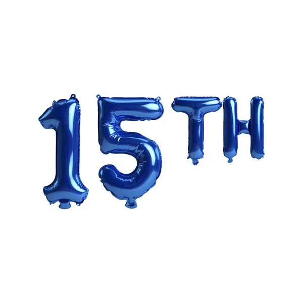 Ilustracja 15Th Niebieskie Balony Izolowane Białym Tle — Zdjęcie stockowe