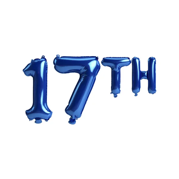 Illustration 17Th Blue Balloons Isolated White Background — Foto Stock