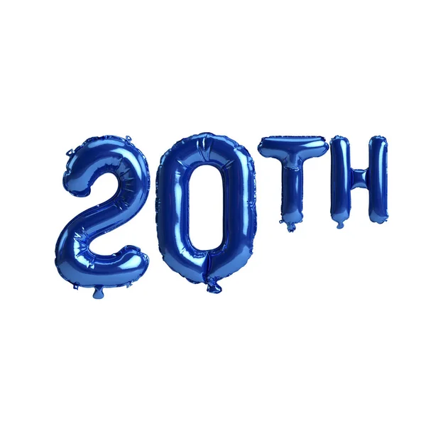 Απεικόνιση Του 20Ού Μπλε Μπαλόνια Απομονώνονται Λευκό Φόντο — Φωτογραφία Αρχείου