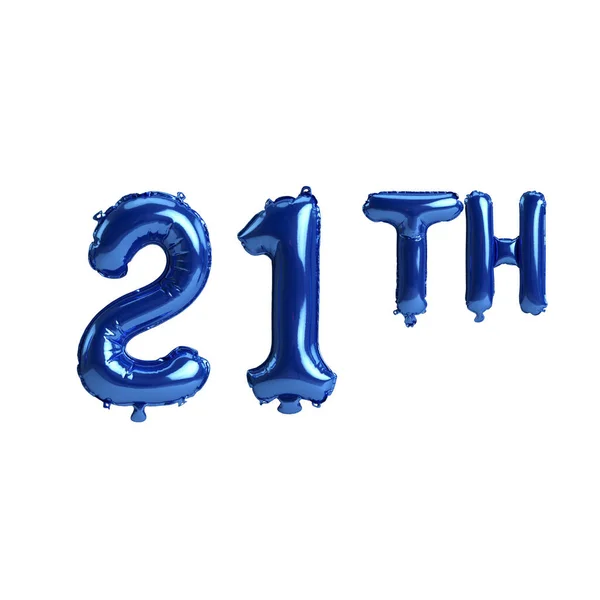 Illustratie Van 21E Blauwe Ballonnen Geïsoleerd Witte Achtergrond — Stockfoto