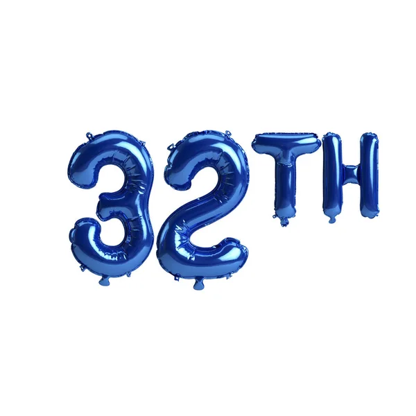 32Nci Mavi Balonların Beyaz Arkaplanda Izole Edilmiş Çizimi — Stok fotoğraf