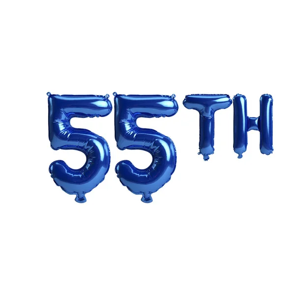 Illustration 55Th Blue Balloons Isolated White Background — Stock Photo, Image