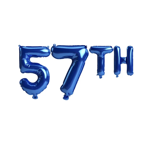 Απεικόνιση Της 57Η Μπλε Μπαλόνια Απομονώνονται Λευκό Φόντο — Φωτογραφία Αρχείου