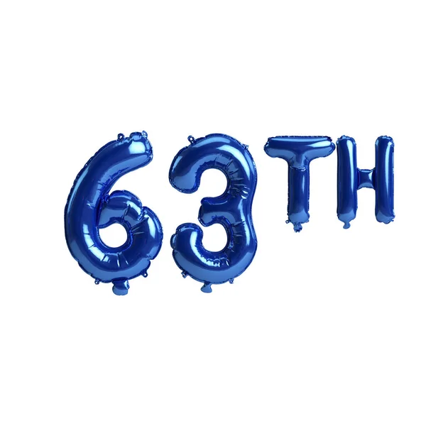 Illustratie Van 63Ste Blauwe Ballonnen Geïsoleerd Witte Achtergrond — Stockfoto
