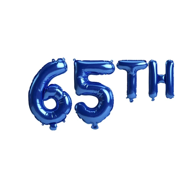 Απεικόνιση Του 65Ου Μπλε Μπαλόνια Απομονώνονται Λευκό Φόντο — Φωτογραφία Αρχείου