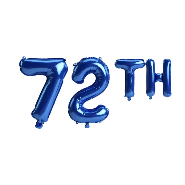 Ilustração 72Th Balões Azuis Isolados Sobre Fundo Branco — Fotografia de Stock