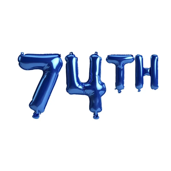 74Th Blue Balloons Isolated White Background — 图库照片