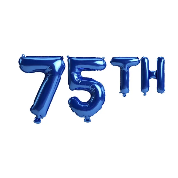 Ilustracja 75Th Niebieskie Balony Izolowane Białym Tle — Zdjęcie stockowe