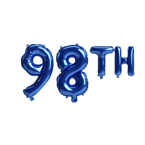 Illustration 98Th Percent Blue Balloons Isolated White Background — 스톡 사진