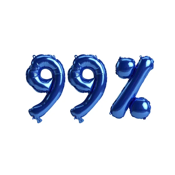 Απεικόνιση Του Τοις Εκατό Μπλε Μπαλόνια Που Απομονώνονται Λευκό Φόντο — Φωτογραφία Αρχείου