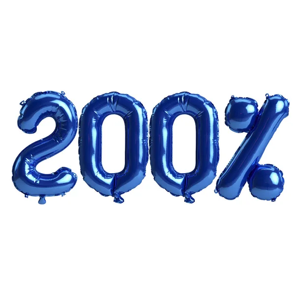 Ilustração 200 Por Cento Balões Azuis Isolados Sobre Fundo Branco — Fotografia de Stock