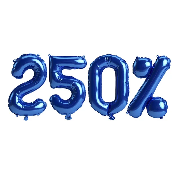 Ilustração 250 Por Cento Balões Azuis Isolados Sobre Fundo Branco — Fotografia de Stock