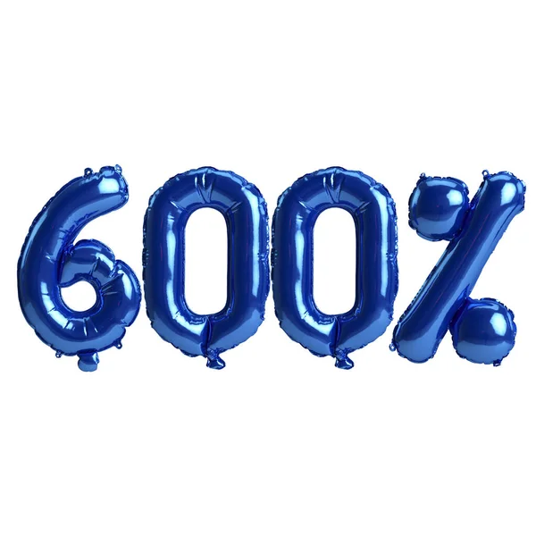 Ilustração 600 Por Cento Balões Azuis Isolados Sobre Fundo Branco — Fotografia de Stock