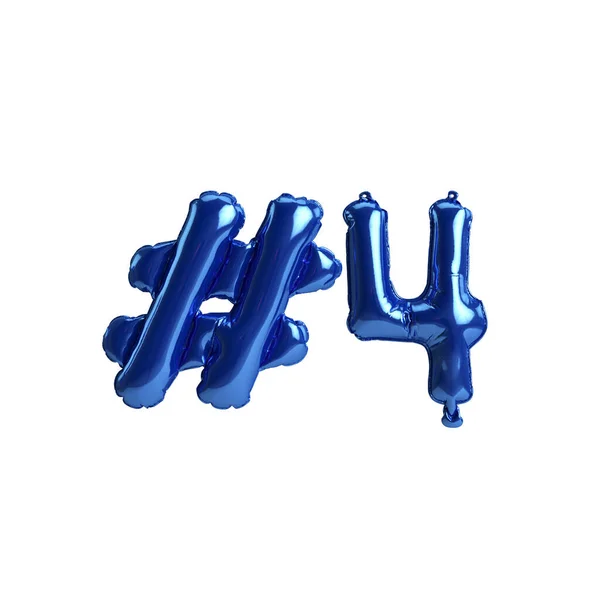 Illustratie Van Hashtag Blauwe Ballonnen Geïsoleerd Witte Achtergrond — Stockfoto