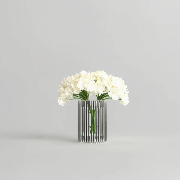 Illustratie Van Mooie Bloemen Romantische Vaas Geïsoleerd Witte Achtergrond — Stockfoto