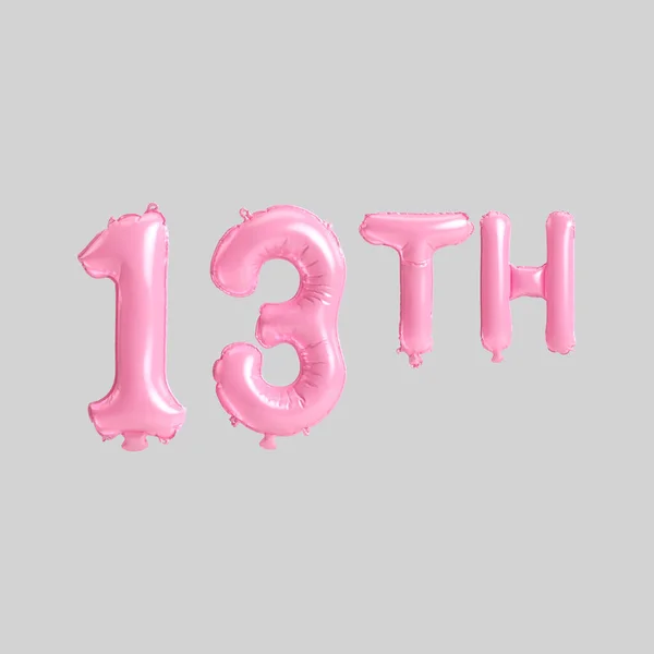 Illustration 13Th Pink Balloons Isolated Background — Fotografia de Stock