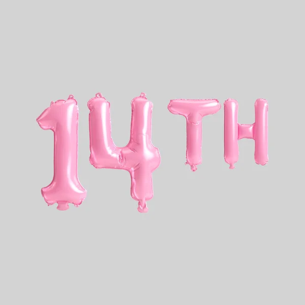 Illustration 14Th Pink Balloons Isolated Background — Stockfoto