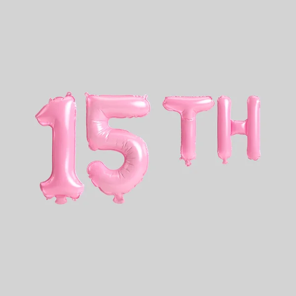 Illustration 15Th Pink Balloons Isolated Background — Stockfoto