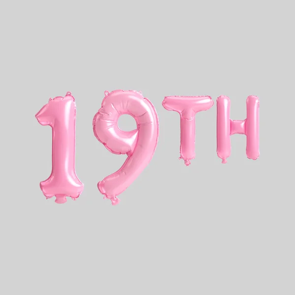 Illustration 19Th Pink Balloons Isolated Background — Fotografia de Stock