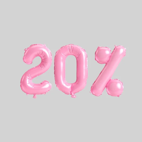 Illustration Percent Pink Balloons Isolated Background — Stock fotografie